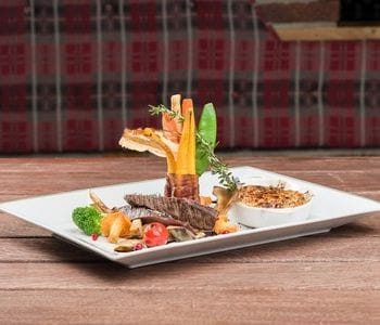 Pink-roasted saddle of deer