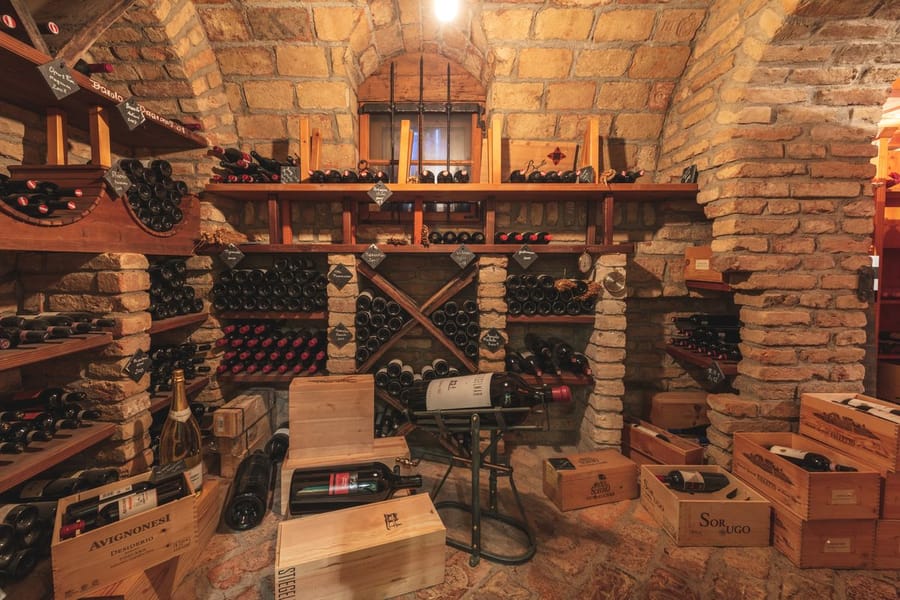 Wine bottles in the cellar